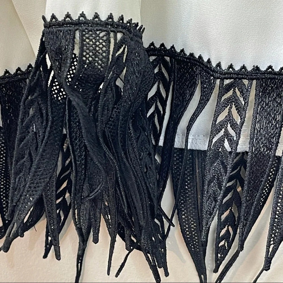 Jeff GALLANO ivory blouse with‎ feather fringe trim - Picture 6 of 6